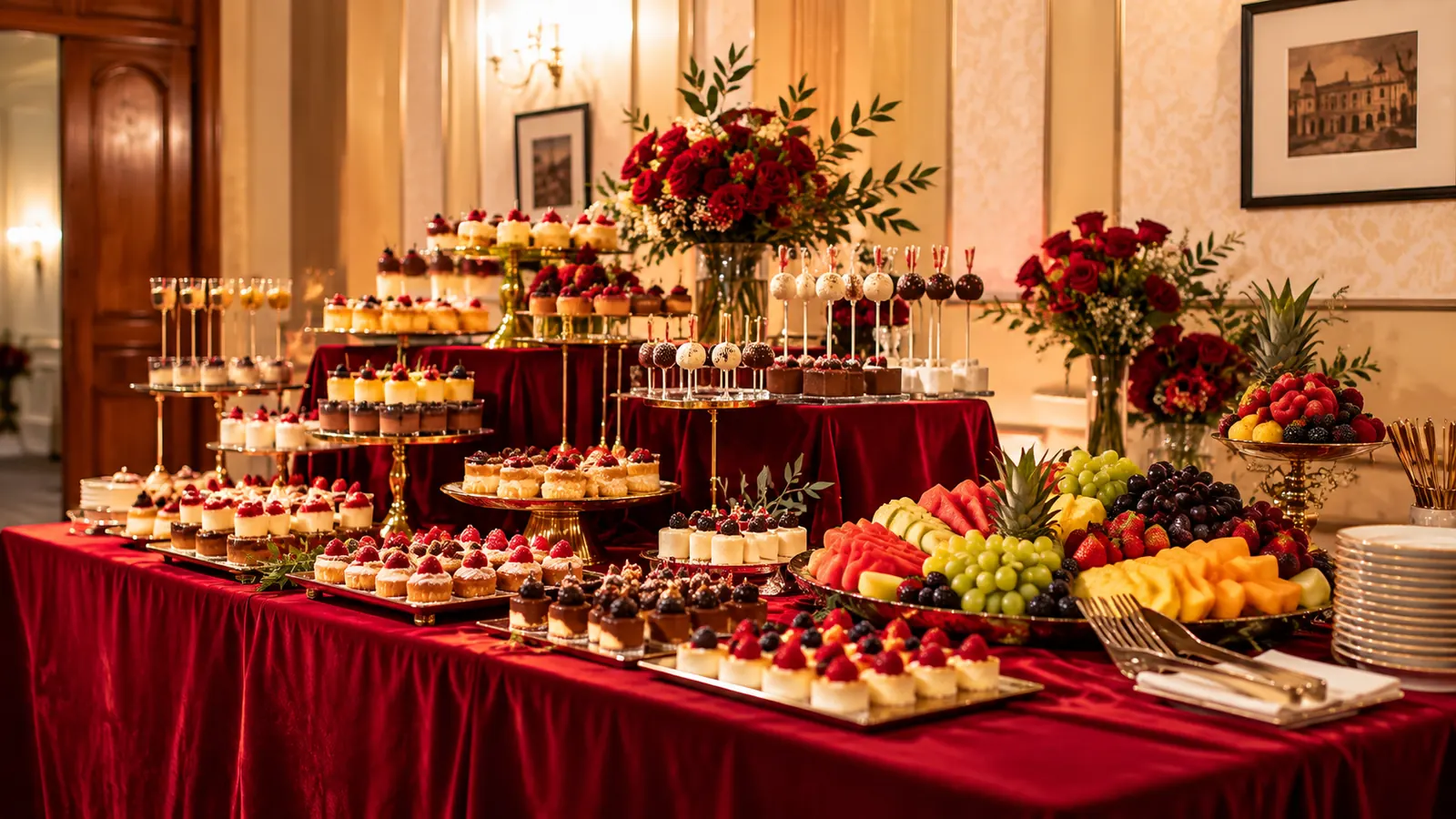 Candy bar cu prăjituri și fructe
